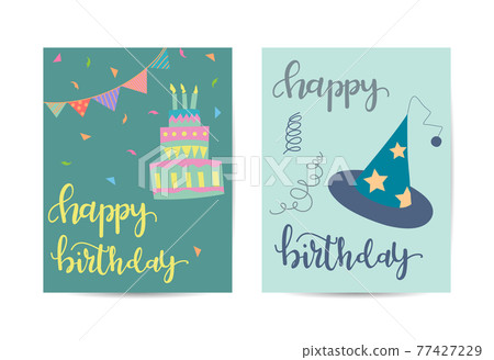 Birthday greeting card. Template with birthday elements. 77427229