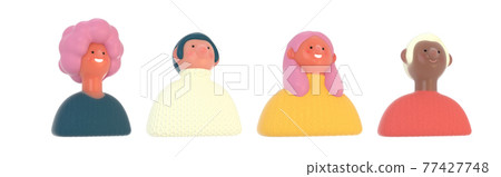 3D Bright people portraits set, render illustration 3D Bright people portraits set, render illustration 77427748