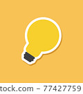 Flat style of yellow light bulb sticker on yellow background. 77427759