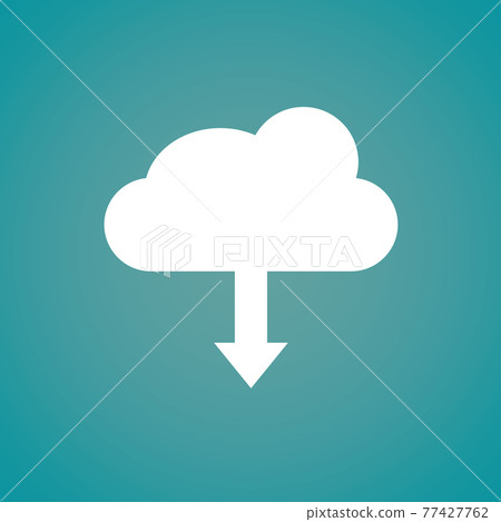 Flat style cloud with down arrow on the blue wallpaper. Vector illustration. Flat style cloud with down arrow on the blue wallpaper. Vector illustration. 77427762