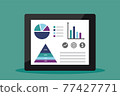 Business data market and charts on a tablet. Vector illustration. 77427771
