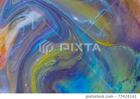Multicolored paints create a beautiful abstract background. Multicolored paints create a beautiful abstract background. 77428141