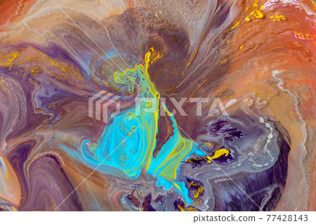 Multicolored paints create a beautiful abstract background. Multicolored paints create a beautiful abstract background. 77428143