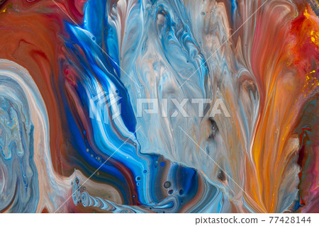 Multicolored paints create a beautiful abstract background. Multicolored paints create a beautiful abstract background. 77428144