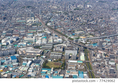 Aerial view of the area around Kitatoda Station on the Saikyo Line 77429062