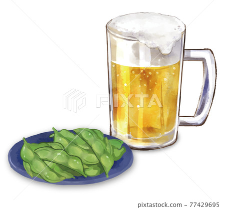 生啤酒和毛豆 生啤酒和毛豆 77429695