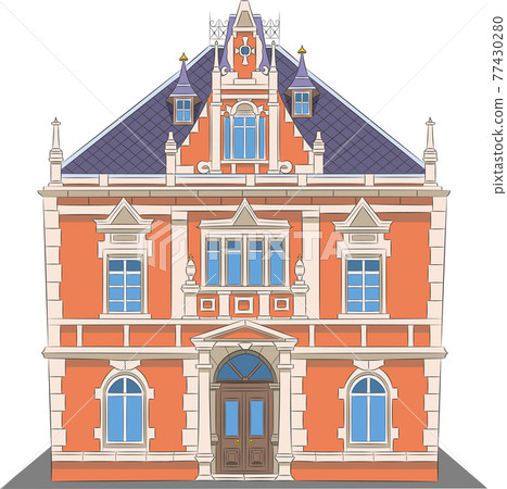 Beautiful Polish red brick with columns and stucco. 77430280