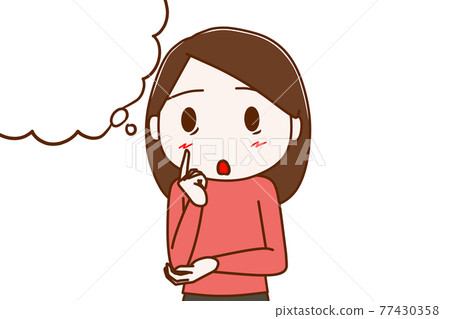 A woman who thinks while facing diagonally upward A woman who thinks while facing diagonally upward 77430358