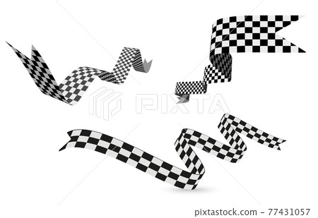 Checkered racing flag, ribbon. Vector illustration on white 77431057