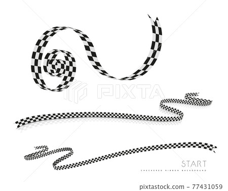 Checkered racing flag, ribbon. Vector illustration on white 77431059