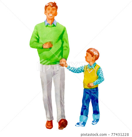 Simple watercolor style parent and child illustration 77431228