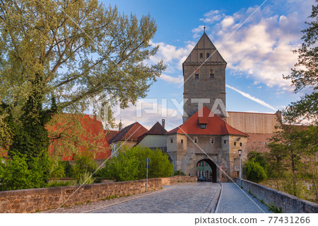 Rothenburger Gate at Dinkelsbuhl historic town in Central Franconia Bavaria Germany 77431266