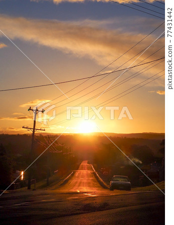 A backpacker's trip, a straight sunset shot in Tasmania 77431442