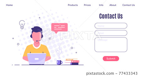 Contact Us web page design template in flat style Contact Us web page design template in flat style 77433343