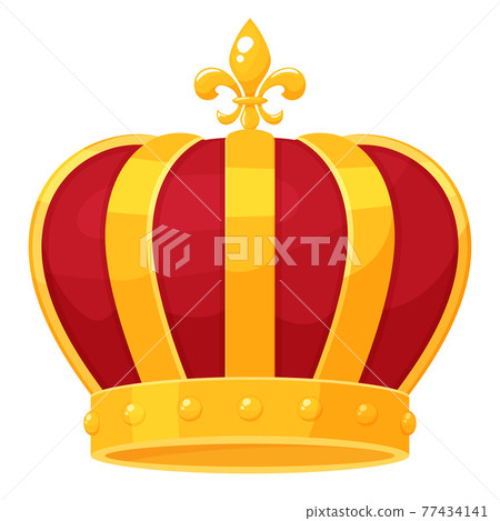 Cute crown illustration_red_gold_fleur de lis 77434141