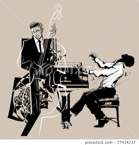 Double bass and piano player Double bass and piano player 77434237