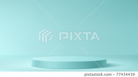 Blue studio background, with a round podium - Vector Blue studio background, with a round podium - Vector 77434439