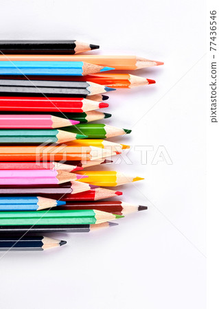 Colorful pencils on white background. 77436546