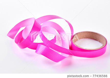 Pink tape for gift packaging. Pink tape for gift packaging. 77436566
