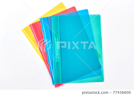 Multicolored transparent folders for documents. Multicolored transparent folders for documents. 77436600