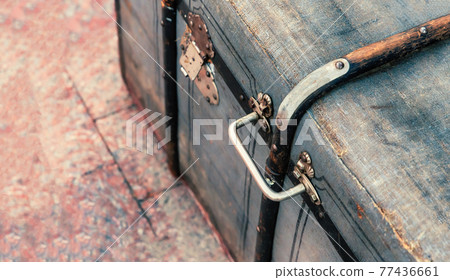 suitcase close up with iron handle in retro style for storage and travel suitcase close up with iron handle in retro style for storage and travel 77436661