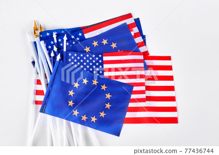 Cocktail flags of USA and Europe. 77436744