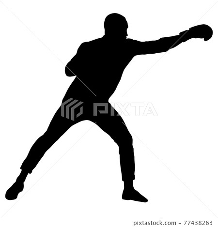 Black silhouette of an athlete boxer on a white background 77438263