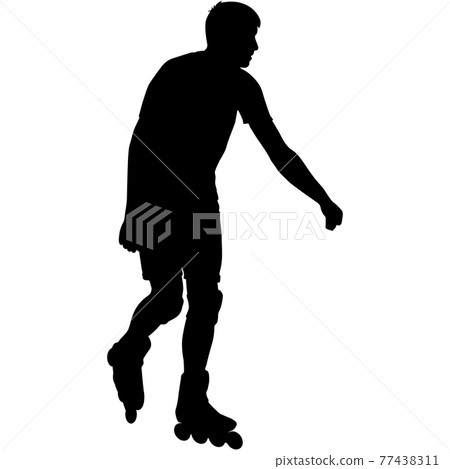 Black silhouette of an athlete on roller skates on a white background 77438311
