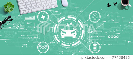 EV concept with a computer keyboard EV concept with a computer keyboard 77438455