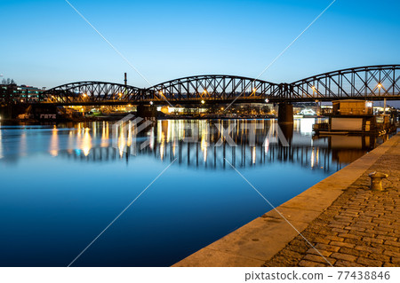 Vysehrad Railway Bridge by night 77438846