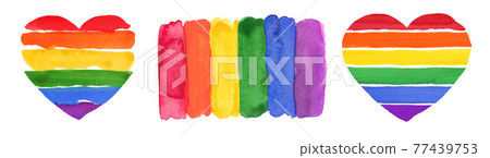 Watercolor Hand Painted Colorful Rainbow Set. Vector Pride Flag Isolated Watercolor Hand Painted Colorful Rainbow Set. Vector Pride Flag Isolated 77439753