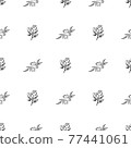 Doodle simple vector seamless pattern of hand-drawn peonies. Seamless pattern of hand-drawn peonies. Isolated on white background. 77441061