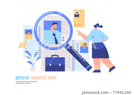 hr manager choosing resume curriculum vitae of new employees job candidates recruitment hiring hr manager choosing resume curriculum vitae of new employees job candidates recruitment hiring 77442198