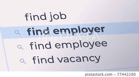 find job in search bar on virtual screen human resources recruitment hiring internet networking concept 77442280