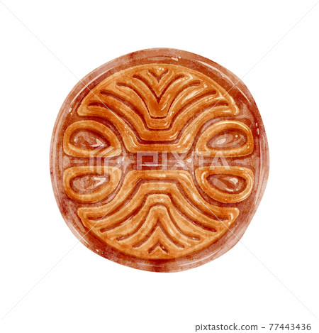 Mooncake handwritten watercolor style illustration 77443436