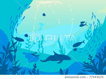 Illustration of coral and fish in the sea 77443674