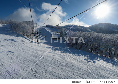 Sunny Japanese ski resort 77444007