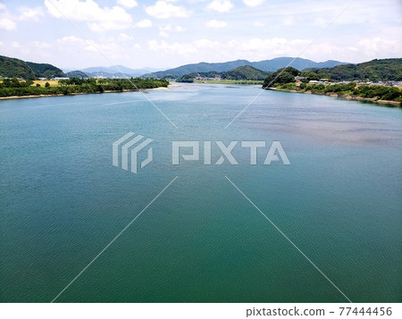 View toward Shimanto city from Shimanto Ohashi in Shimanto city, Kochi prefecture in summer [June] 77444456