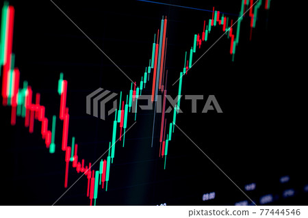 Stock market graph. Graphics growth forex finance market on tablet screen. Financial chart, stock analysis data for business background. Investment and economic concept. 77444546