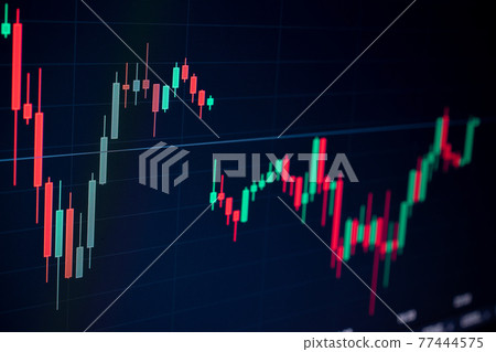 Economy graph. Financial chart, stock analysis data for business background in digital screen. Graphics growth forex finance market. Fundamental and technical analysis concept. 77444575
