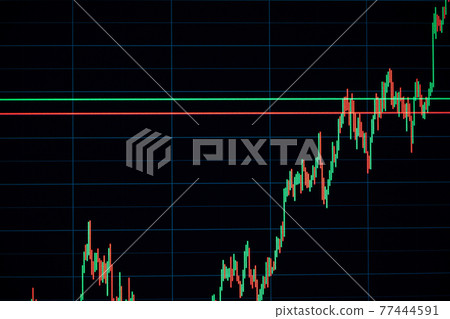 Charts graphs. Financial chart, stock analysis data for business background in digital screen. Graphics growth forex finance market. Trading candlestick chart, cryptocurrency digital economy. 77444591