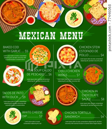 Mexican food restaurant menu page vector template Mexican food restaurant menu page vector template 77446068