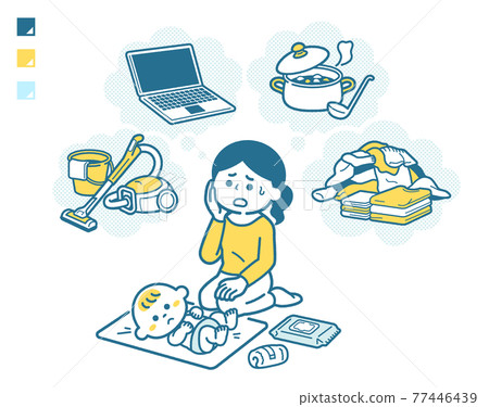 忙於家務和育兒的媽媽們 77446439