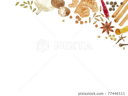 香料香料背景框架水彩插圖 77446511