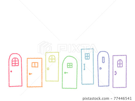 7色門手繪線條藝術插畫 77446541