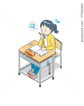 上課，擔心的小學生 77446888