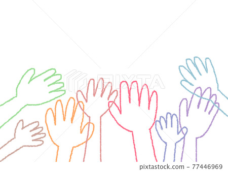 Hand-drawn line art illustrations of various colors 77446969