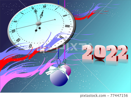 Christmas - New Year background with 2022 3d image. 77447156