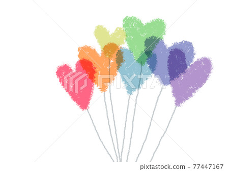 7-color heart balloon hand-painted illustration - Stock Illustration ...