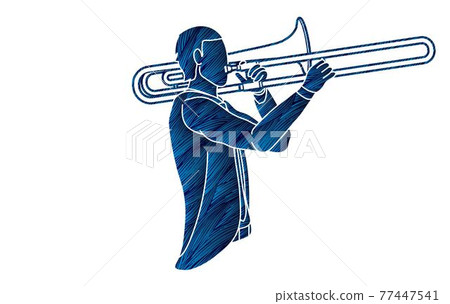 Trombone Musician Orchestra Instrument Graphic Vector Trombone Musician Orchestra Instrument Graphic Vector 77447541
